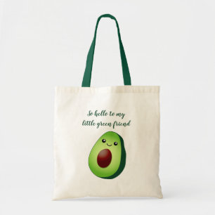 Cute green kawaii avocado drawing grocery shopping tote bag