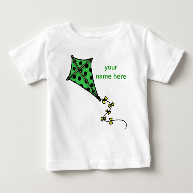 Cute Green Kite Toddler Long Sleeves Baby T-Shirt (Front)