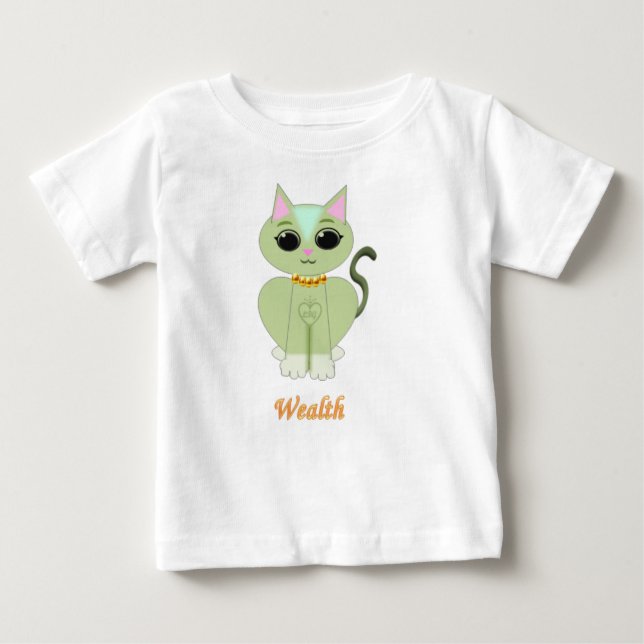 Cute green kitty cat cartoon baby T-Shirt (Front)