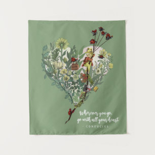 Cute Green Lady Bug Inspiring Adventure Quote  Tapestry