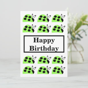 Cute Green Ladybugs Birthday Card