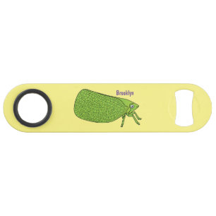 Cute green leaf hopper insect cartoon illustration