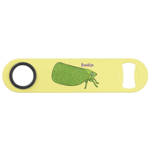Cute green leaf hopper insect cartoon illustration (Front (Horizontal))