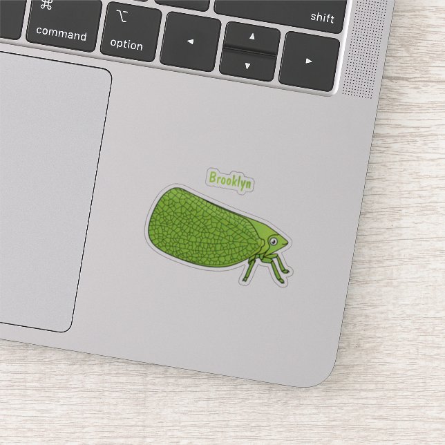 Cute green leaf hopper insect cartoon illustration (Detail)