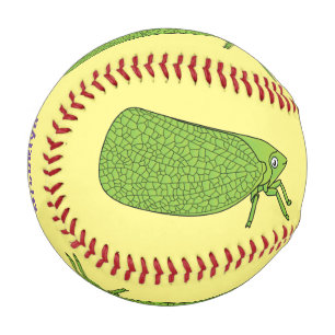 Cute green leaf hopper insect cartoon illustration baseball