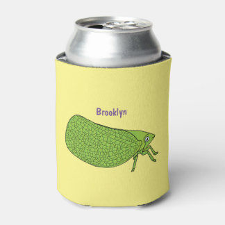 Cute green leaf hopper insect cartoon illustration can cooler