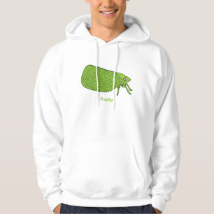 Cute green leaf hopper insect cartoon illustration hoodie