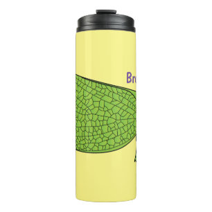 Cute green leaf hopper insect cartoon illustration thermal tumbler