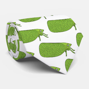 Cute green leaf hopper insect cartoon illustration tie