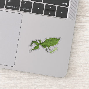 Cute green leaf insect cartoon illustration