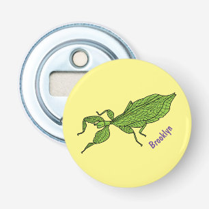 Cute green leaf insect cartoon illustration bottle opener