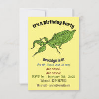 Cute green leaf insect cartoon illustration