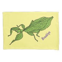 Cute green leaf insect cartoon illustration