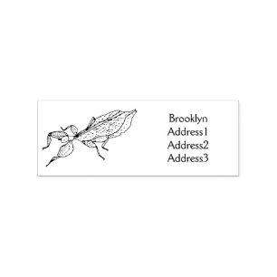 Cute green leaf insect cartoon illustration rubber stamp