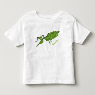 Cute green leaf insect cartoon illustration toddler T-Shirt