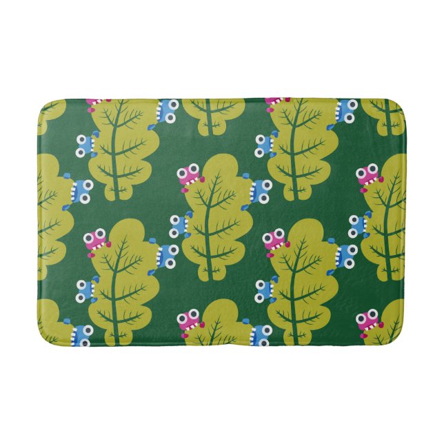 Cute Green Leaves Pattern Bath Mat (Front)