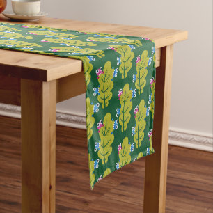 Cute Green Leaves Pattern Short Table Runner