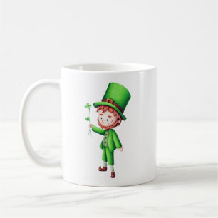 Cute Green Leprechaun Shamrock Coffee Mug