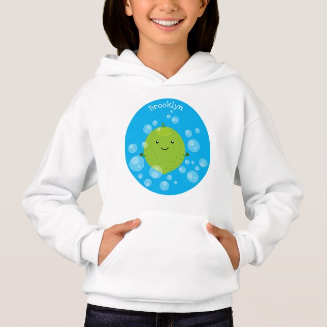Cute green lime bubbles cartoon illustration (Front)
