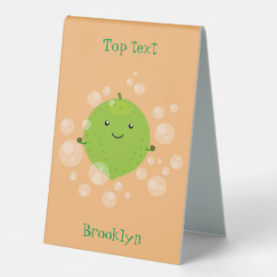 Cute green lime bubbles cartoon illustration