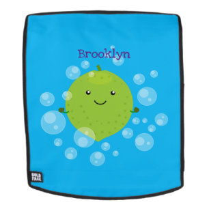Cute green lime bubbles cartoon illustration backpack