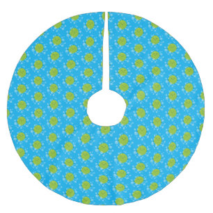 Cute green lime bubbles cartoon illustration brushed polyester tree skirt
