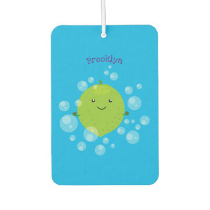 Cute green lime bubbles cartoon illustration  car air freshener