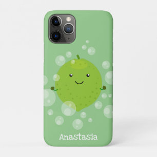 Cute green lime bubbles cartoon illustration iPhone 11 pro case