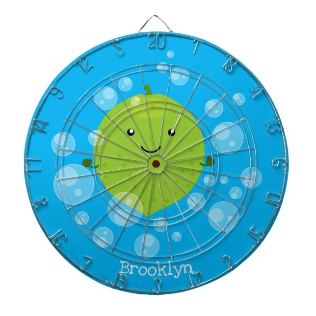 Cute green lime bubbles cartoon illustration dartboard (Front)
