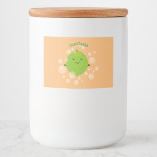 Cute green lime bubbles cartoon illustration food label