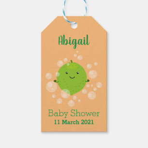 Cute green lime bubbles cartoon illustration gift tags