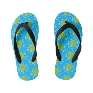 Cute green lime bubbles cartoon illustration kid's thongs