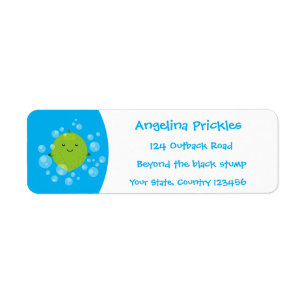 Cute green lime bubbles cartoon illustration return address label