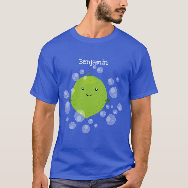 Cute green lime bubbles cartoon illustration T-Shirt (Front)