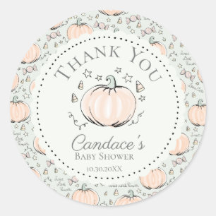 Cute Green Little Pumpkin Baby Shower Thank You Classic Round Sticker