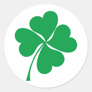 Cute Green Lucky 4 leaves heart Clover shamrock  Classic Round Sticker