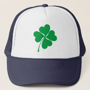 Cute Green Lucky 4 leaves heart Clover shamrock Trucker Hat