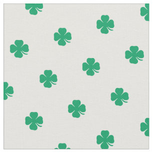 Cute Green Lucky Clover White Dots Pattern Fabric