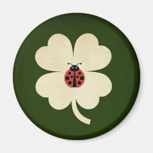 Cute Green Lucky Ladybug Shamrock Magnet