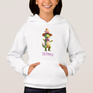 Cute green magician dinosaur