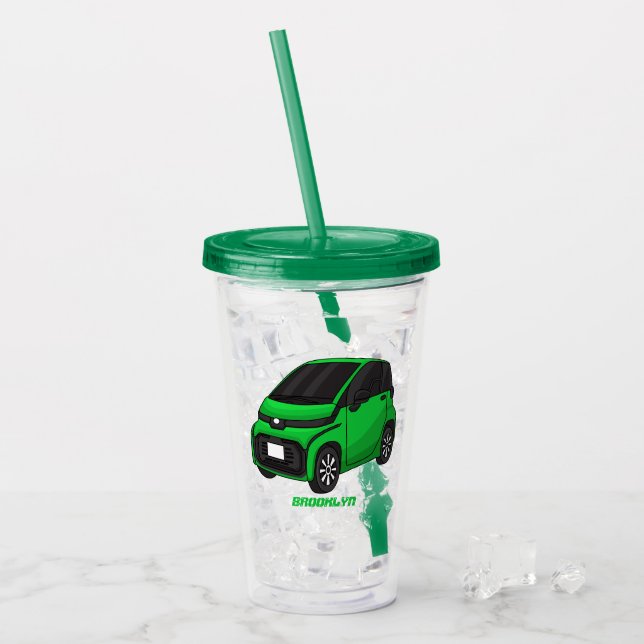 Cute green micro sized car acrylic tumbler (Front Ice)