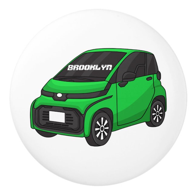 Cute green micro sized car ceramic knob (Front)