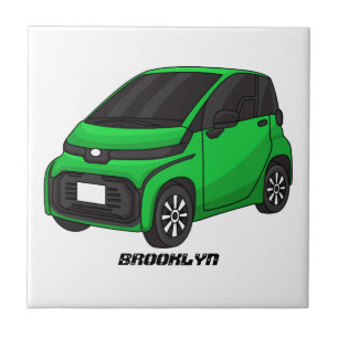 Cute green micro sized car ceramic tile