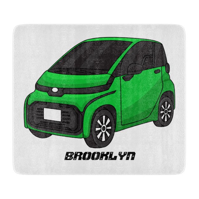 Cute green micro sized car cutting board (Front)