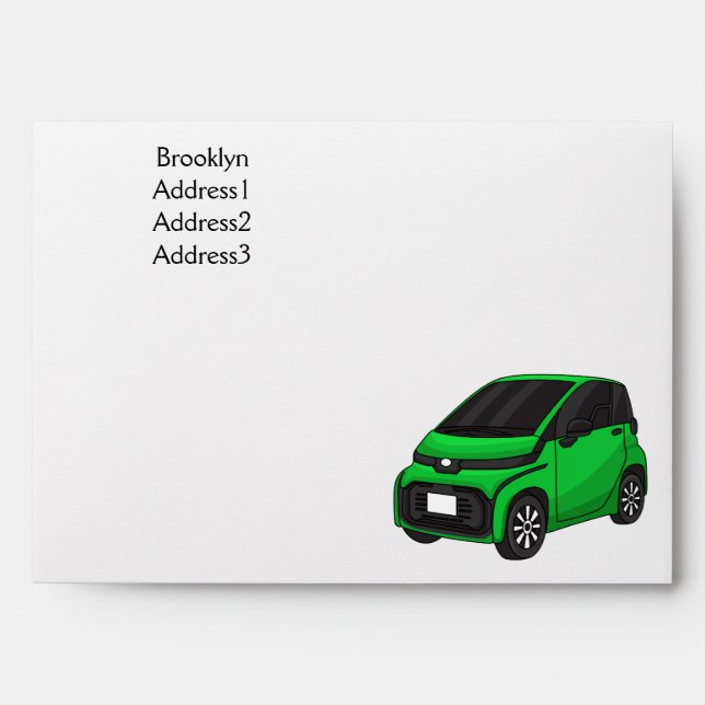Cute green micro sized car  envelope (Front)