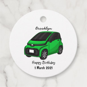 Cute green micro sized car  favour tags