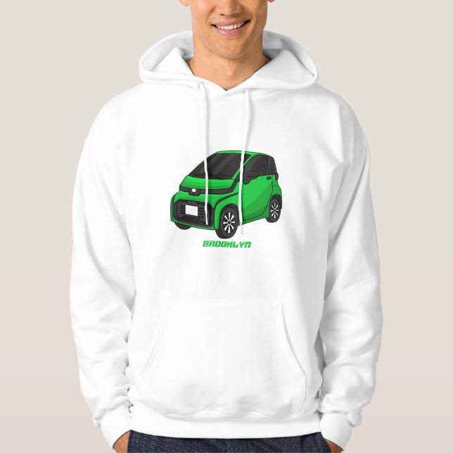 Cute green micro sized car  hoodie (Front)