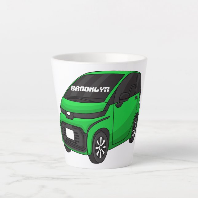 Cute green micro sized car latte mug (Front)
