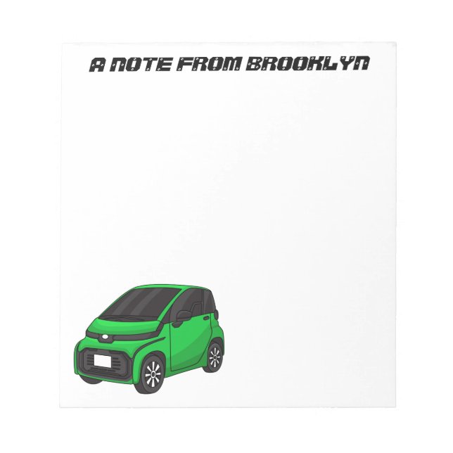 Cute green micro sized car notepad (Front)