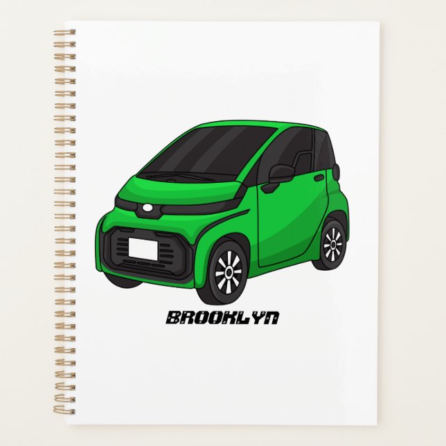 Cute green micro sized car planner (Front)